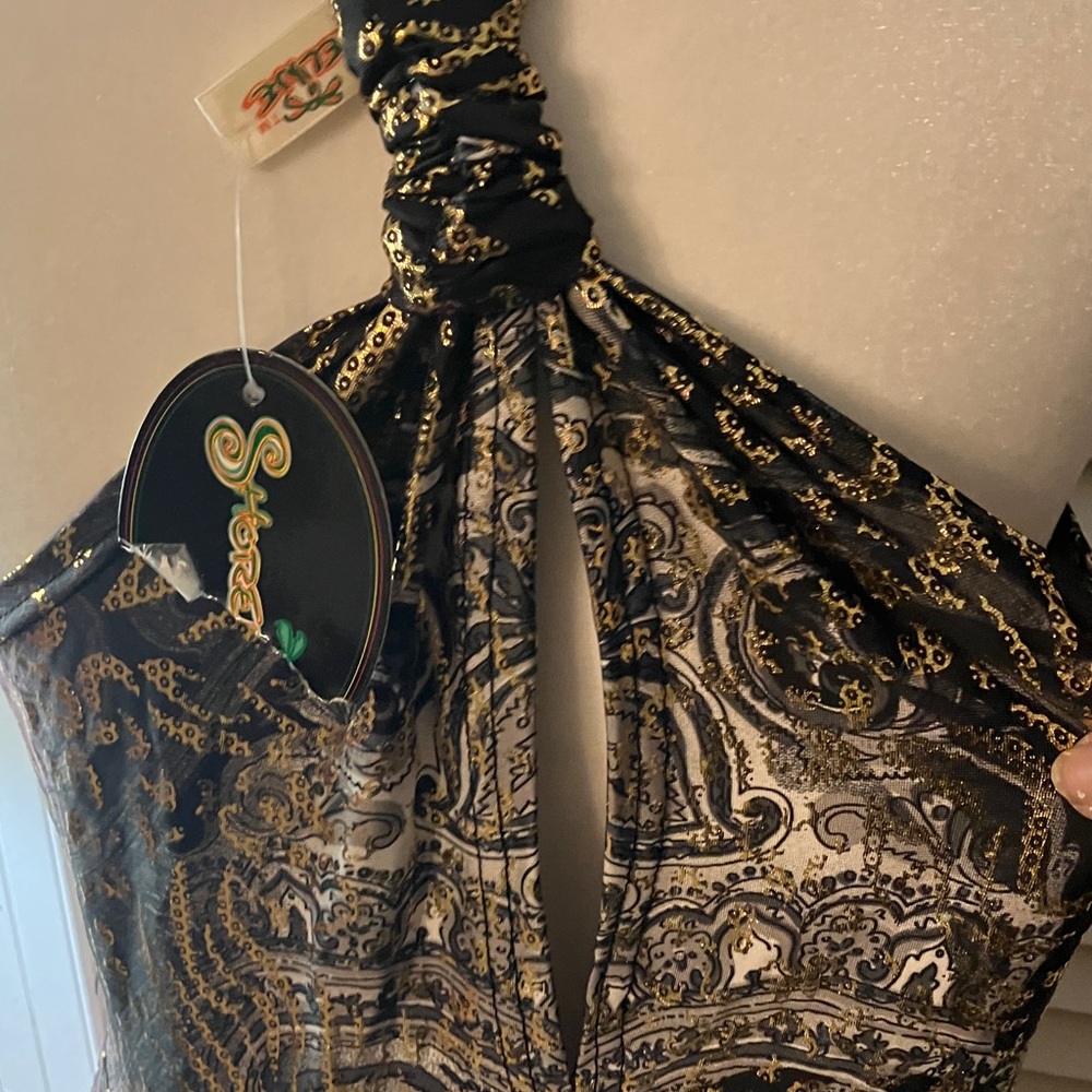 Shoreline Metallic Pink and Black Halter Maxi Dress - Picture 14 of 14